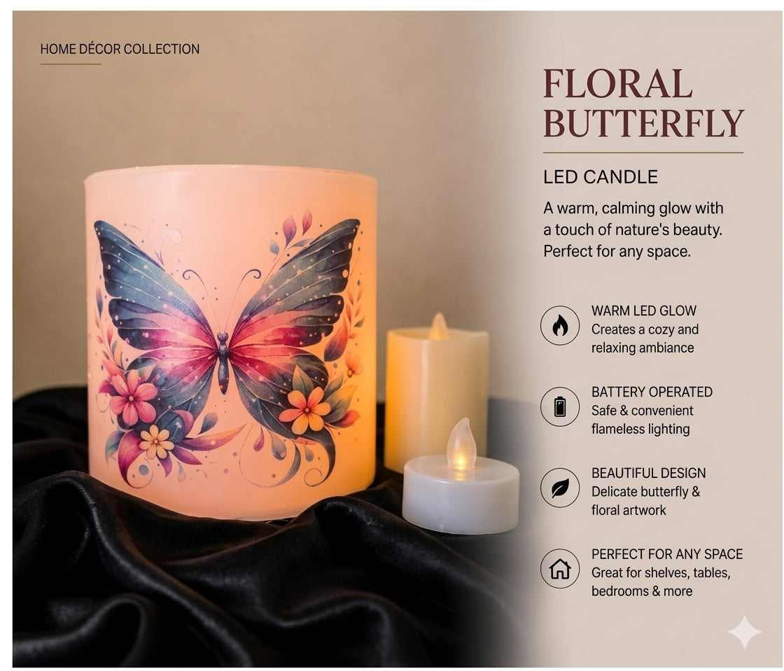 Pink & Blue Butterfly Candle