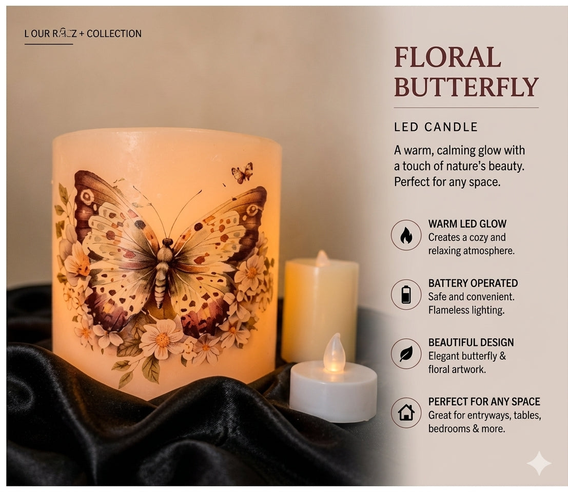 Spotted Floral Butterfly Candle